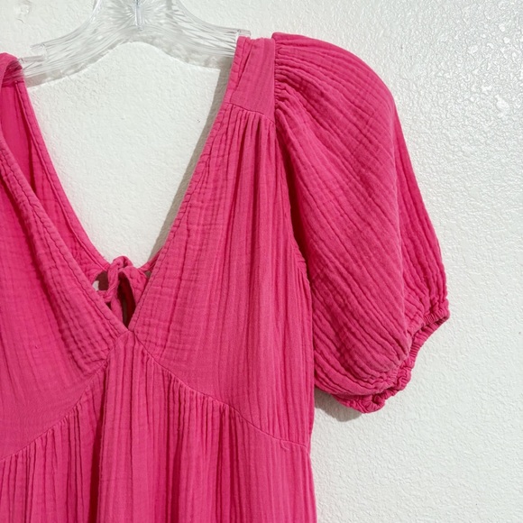 Xirena Nissa Open Back Cotton Gauze Mini Dress in Hot Pink - Picture 6 of 10